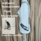 AUTHENTIC BLACK POWDER HORN  REENACTMENT FLASK MUZZLELOADER