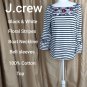 J.crew White & Black Floral Print Striped Cotton Knit Top Size M