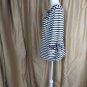 J.crew White & Black Floral Print Striped Cotton Knit Top Size M