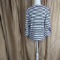 J.crew White & Black Floral Print Striped Cotton Knit Top Size M