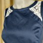 Ann Taylor Loft Navy Blue & white lace detail  dress size 0