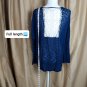 M Fasis Navy Blue And White Lace Panel Back Buttonless  Cardigan Size 12