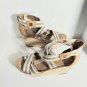 Tommy Hilfiger gold & Ivory Wedge  strecth cross ban Heels Sz 10M