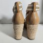 Tommy Hilfiger gold & Ivory Wedge  strecth cross ban Heels Sz 10M