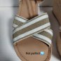 Tommy Hilfiger gold & Ivory Wedge  strecth cross ban Heels Sz 10M