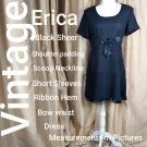 Vintage Erica Black Sheer Bow Waist Back Zip Dress Size M