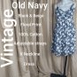 Vintage Old Navy Black & Beige Floral Print Cotton V Neckline Adjustable Straps