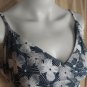 Vintage Old Navy Black & Beige Floral Print Cotton V Neckline Adjustable Straps