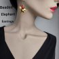 Vintage Gold-tone Elephant Earrings Drop Dangle Hook