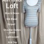 Ann Taylor LOFT Brown & Blue Silk Blend Striped Button Detail Lightweight...
