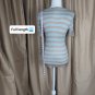 Ann Taylor LOFT Brown & Blue Silk Blend Striped Button Detail Lightweight...