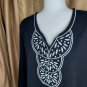 Denim + Company black and white detail 100% cotton top size L