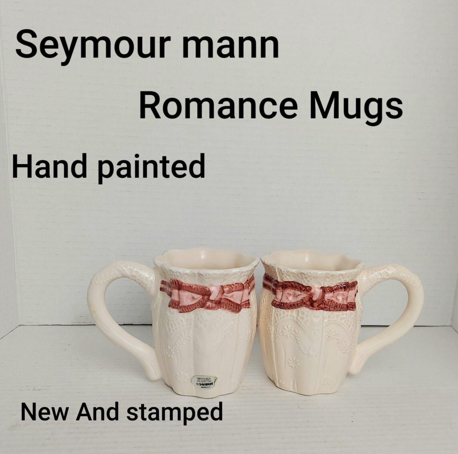 2New Romance Pink Hand Painted Exclusively For Seymour Mann Mugs
