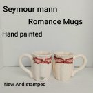 2New Romance Pink Hand Painted Exclusively For Seymour Mann Mugs