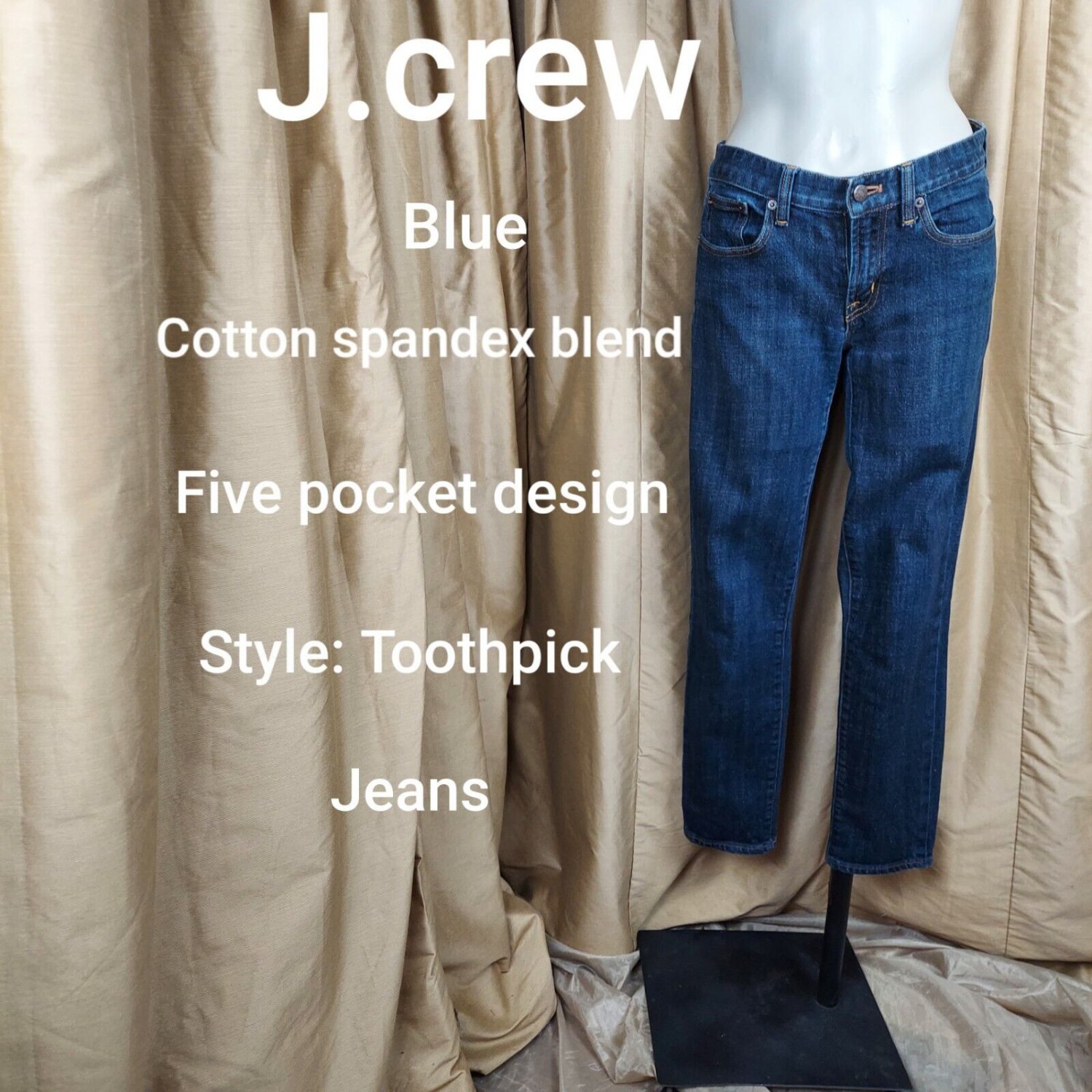 J.crew Nlue 5 Pocket Design Strecth Cotton Toothpick Style Jeans Size 28