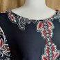Emma & Michele Black And Red Print Princess Sleeves Slip On Dress Size 14
