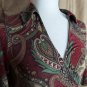 Ann Taylor LOFT Dark Red & Green Paisley Print V Neckline Spandex Blend Top Size