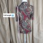 Ann Taylor LOFT Dark Red & Green Paisley Print V Neckline Spandex Blend Top Size