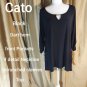 Cato Black Scrunched Sleeves Po Kets Top Size L