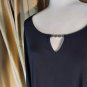 Cato Black Scrunched Sleeves Po Kets Top Size L