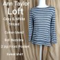 Ann Taylor LOFT Gray & White Striped Zip Front Pouch Sweat Shirt Size XS