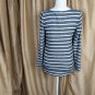 Ann Taylor LOFT Gray & White Striped Zip Front Pouch Sweat Shirt Size XS