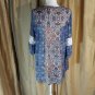 Behind The Seams Blue print lace  Sleeve detail  Top Size M