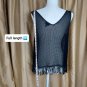 a.n.a Black Cotton Detail Net Knit Top Size L