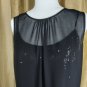 Talbots Black Sheer Over Sparkle Tank Detail Neckline Top Size 8