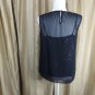 Talbots Black Sheer Over Sparkle Tank Detail Neckline Top Size 8