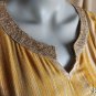 Shuffle Designer Wear Gold & Yellow Floral Detail Side Splits Dress Size S