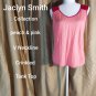 Jaclyn Smith Collection Peach & Pink Crinkled Tank Top Size S