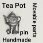 Handcrafted Silver Tone Movable Teapot Clothing Pin