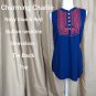 Charming Charlie Navy Blue & Red Detail Sleeveless Tie Back Top Size M