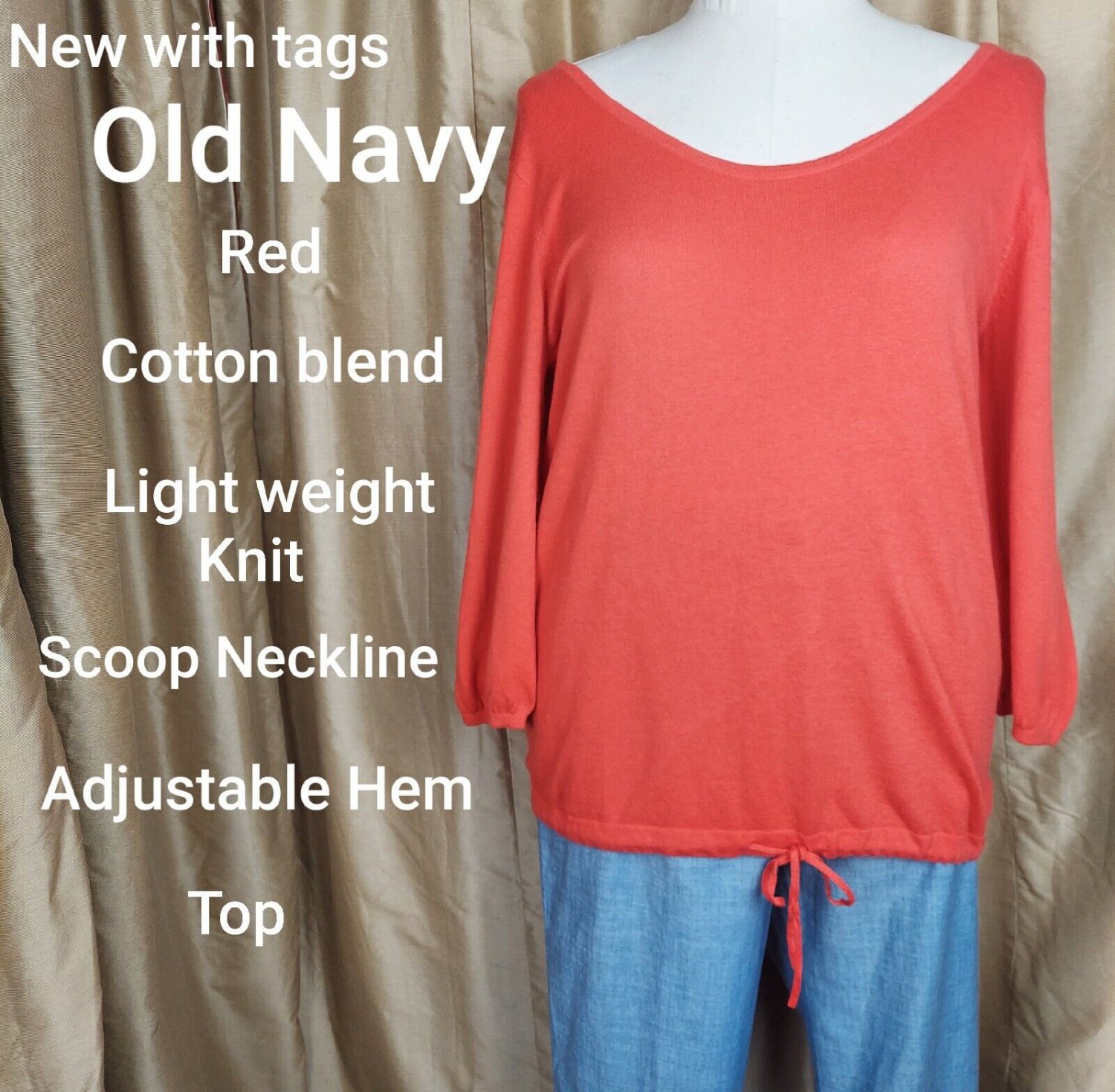 New Old Navy Red Light Weight Knit Top Size Xl