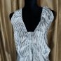 Ashley Stewart White/ Gray Strip Necktie Ruffled Button Up Top Size 14W