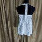 Ashley Stewart White/ Gray Strip Necktie Ruffled Button Up Top Size 14W