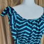 Envy Me Navy , Aqua Blue Side Ruffled Long Top Size M