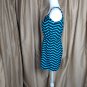 Envy Me Navy , Aqua Blue Side Ruffled Long Top Size M