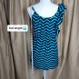 Envy Me Navy , Aqua Blue Side Ruffled Long Top Size M