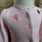 Gymboree Pink Hearts 100% Cotton Knit Cardigan Size 3-6 mos.