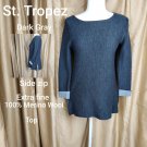 St tropez Sweater 100% Extra Fine Merino Wool Side  zips size XS