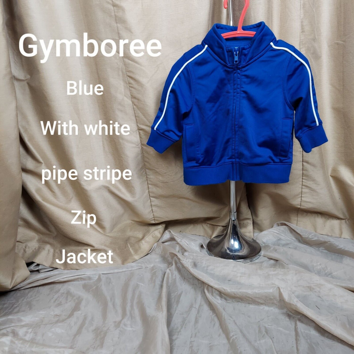 Gymboree Blue White Pipe Stripe Zip Boys Jacket Size 6-12 Months