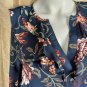 Loft Outlet Navyblue Floral Print Ruffled Detail V Neckline Top Size XSP