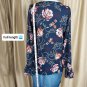 Loft Outlet Navyblue Floral Print Ruffled Detail V Neckline Top Size XSP