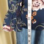 Loft Outlet Navyblue Floral Print Ruffled Detail V Neckline Top Size XSP