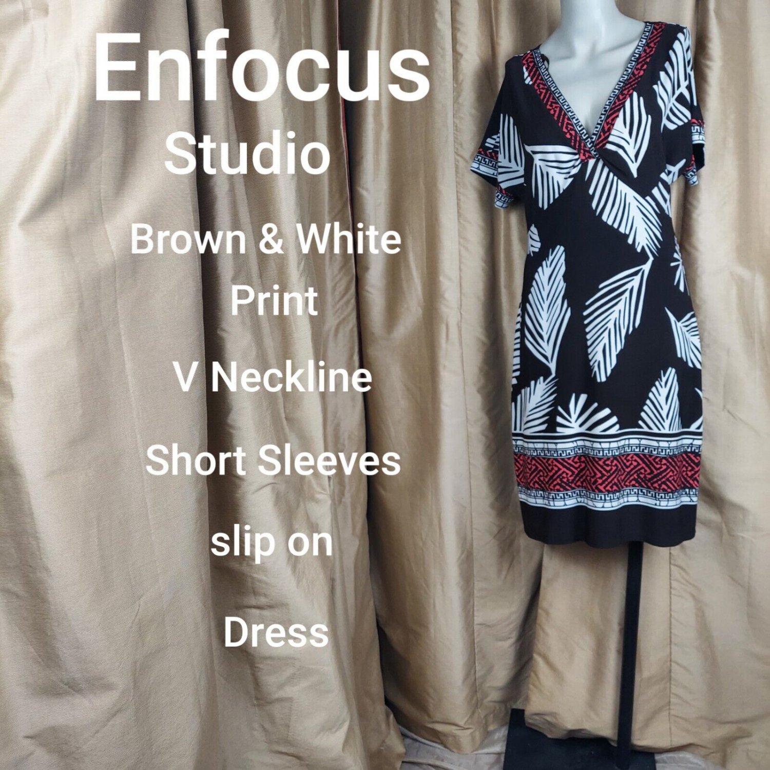Enfocus Studio Brown & White Print Slip On Dress Side 8