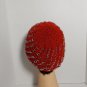 Handmade Red Knitted Beret With Silver Beading