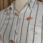 a.n.d ea w y White Striped Floral Upper Pocket Button Down Top Size XL