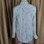 a.n.d ea w y White Striped Floral Upper Pocket Button Down Top Size XL
